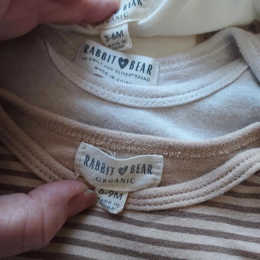 Rabbit & Bear Organic Cotton Baby Bodysuit Trio Cream Brown Neutral Bundle Fall